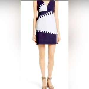 NWT Milly Sleeveless Navy White Spinnaker Color Block Stretch Cotton Blend